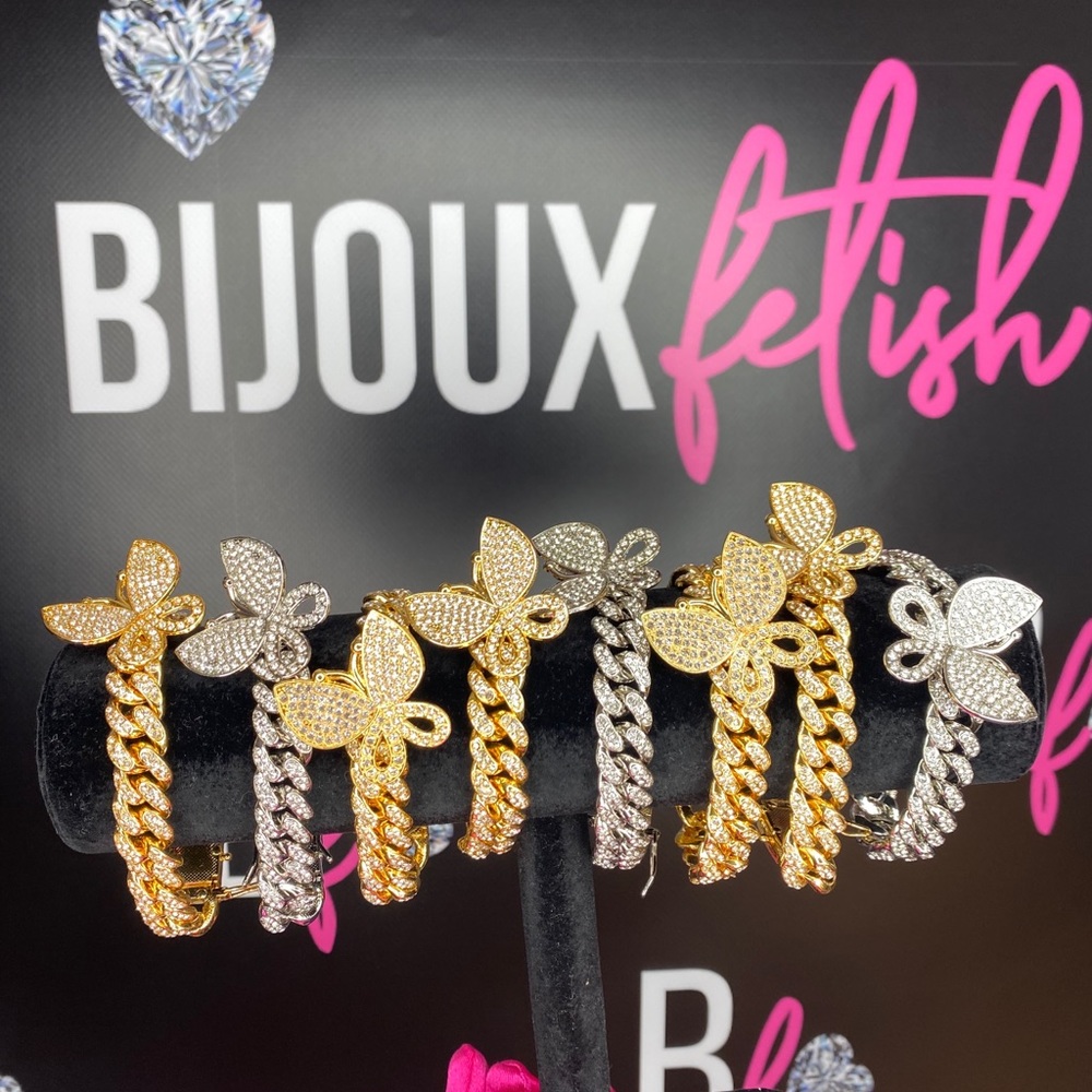 Lot of 5 Cuban Link Butterfly bracelets